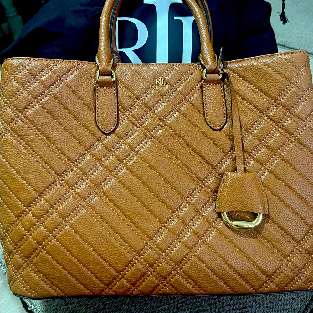 Ralph Lauren Plaid Quilted Large Marcy Satchel